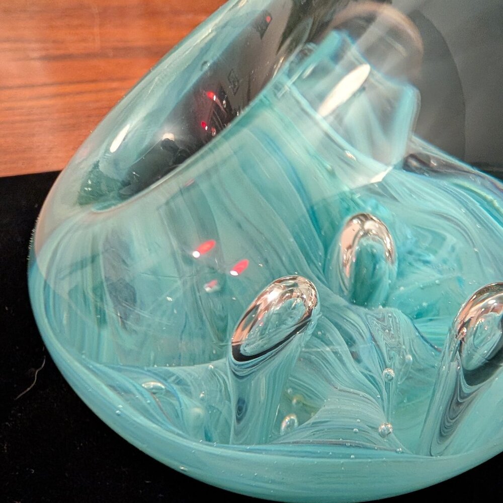 Vintage Hand Blown Glass Paperweight Pen Holder Art